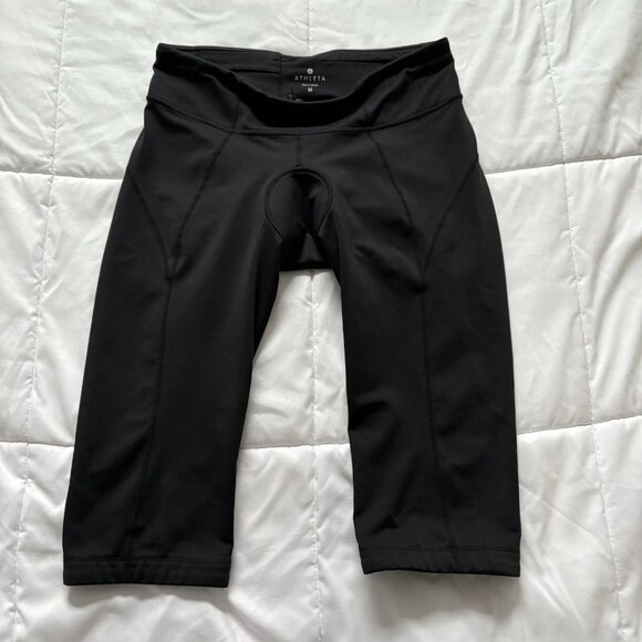 Athleta Womens Size Medium Padded Spin Cycling Pants Black Cropped Legging - Picture 1 of 11